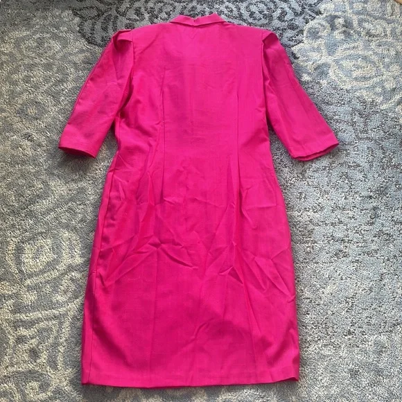Miss Dorby Vintage Collared Button Down Dress Hot Pink 16 - Picture 7 of 7